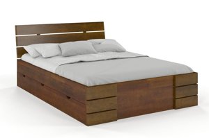 Łóżko drewniane sosnowe Visby Sandemo High Drawers (z szufladami) / 200x200 cm, kolor biały