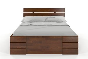 Łóżko drewniane sosnowe Visby Sandemo High Drawers (z szufladami) / 200x200 cm, kolor naturalny