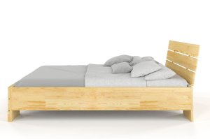 Łóżko drewniane sosnowe Visby Sandemo High & LONG (długość + 20 cm) / 180x220 cm, kolor orzech