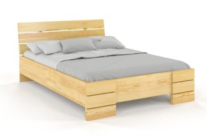 Łóżko drewniane sosnowe Visby Sandemo High & LONG (długość + 20 cm) / 90x220 cm, kolor orzech