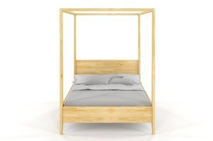 Łóżko drewniane sosnowe z baldachimem Visby CANOPY / 140x200 cm, kolor palisander