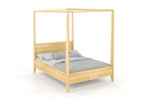 Łóżko drewniane sosnowe z baldachimem Visby CANOPY / 160x200 cm, kolor naturalny