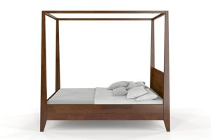Łóżko drewniane sosnowe z baldachimem Visby CANOPY / 180x200 cm, kolor orzech