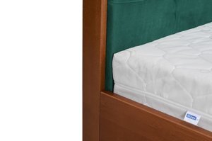Tapicerowane łóżko drewniane bukowe Visby FRIDA z wysokim zagłówkiem / 120x200 cm, kolor naturalny, zagłówek French Velvet 663