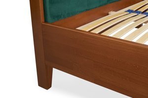 Tapicerowane łóżko drewniane bukowe Visby FRIDA z wysokim zagłówkiem / 160x200 cm, kolor biały, zagłówek French Velvet 666