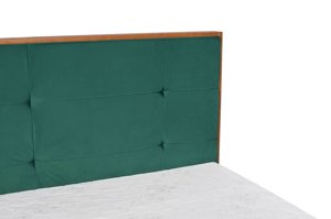 Tapicerowane łóżko drewniane bukowe Visby FRIDA z wysokim zagłówkiem / 160x200 cm, kolor palisander, zagłówek French Velvet 666