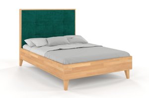 Tapicerowane łóżko drewniane bukowe Visby FRIDA z wysokim zagłówkiem