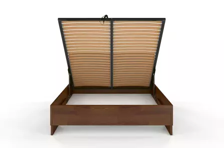 Tapicerowane łóżko drewniane - sosnowe Visby KALMAR High BC (Skrzynia na pościel)
