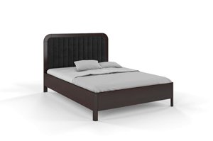 Tapicerowane łóżko drewniane sosnowe Visby MODENA z wysokim zagłówkiem / 200x200 cm, kolor palisander, zagłówek Casablanca 2316