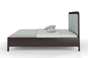 Tapicerowane łóżko drewniane sosnowe Visby MODENA z wysokim zagłówkiem
