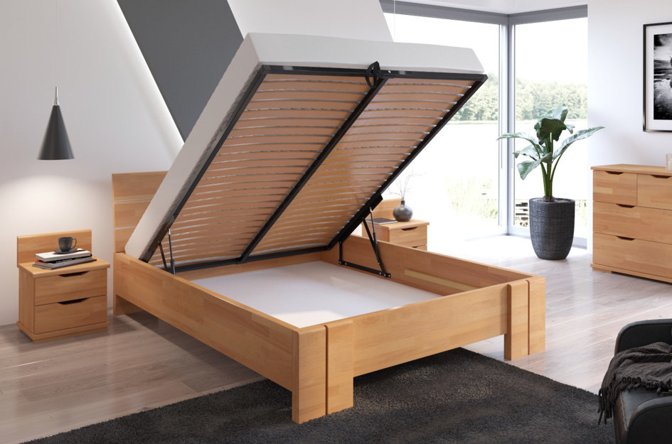 Łóżko drewniane bukowe Visby Arhus High BC (Skrzynia na pościel)